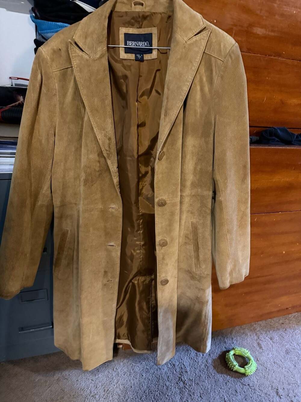 Bernardo Women's Tan Suede Leather Trench Coat Size M